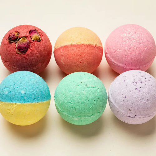 All six Verdalence mugwort bath bomb scents side by side