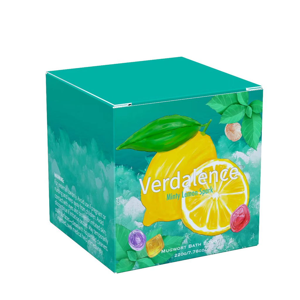 Verdalence™ Mugwort Bath Bomb — Minty Lemon Spark (220g)